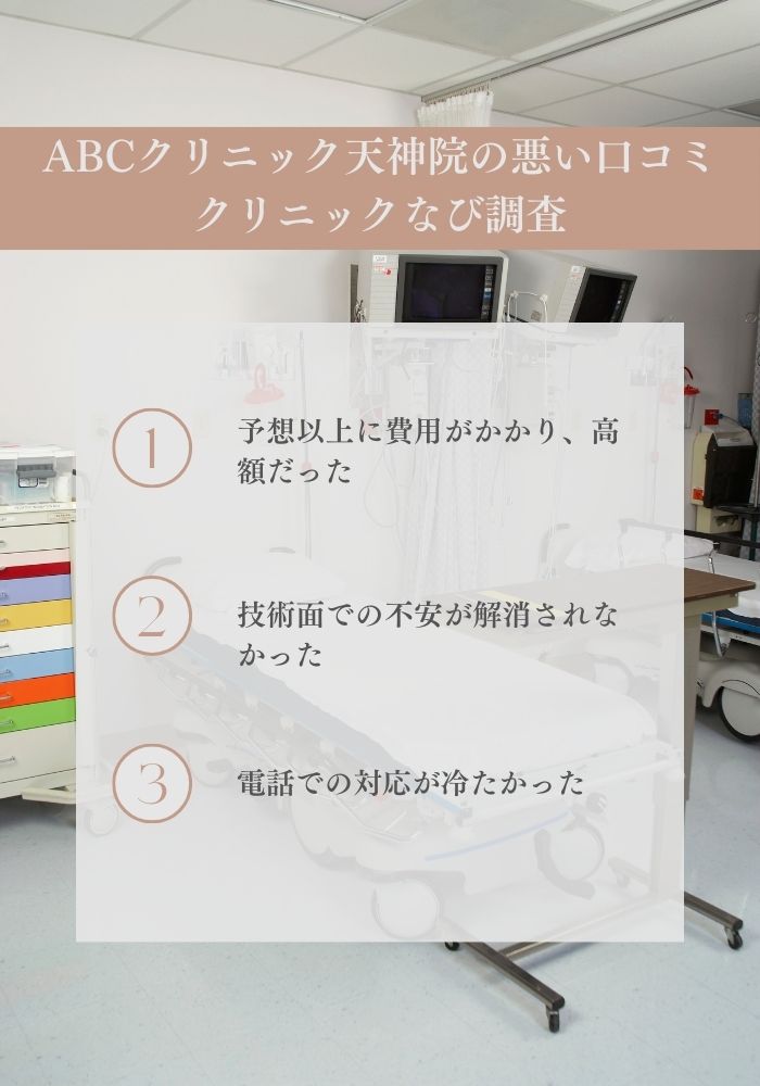 ABCクリニック天神院の悪い口コミまとめ