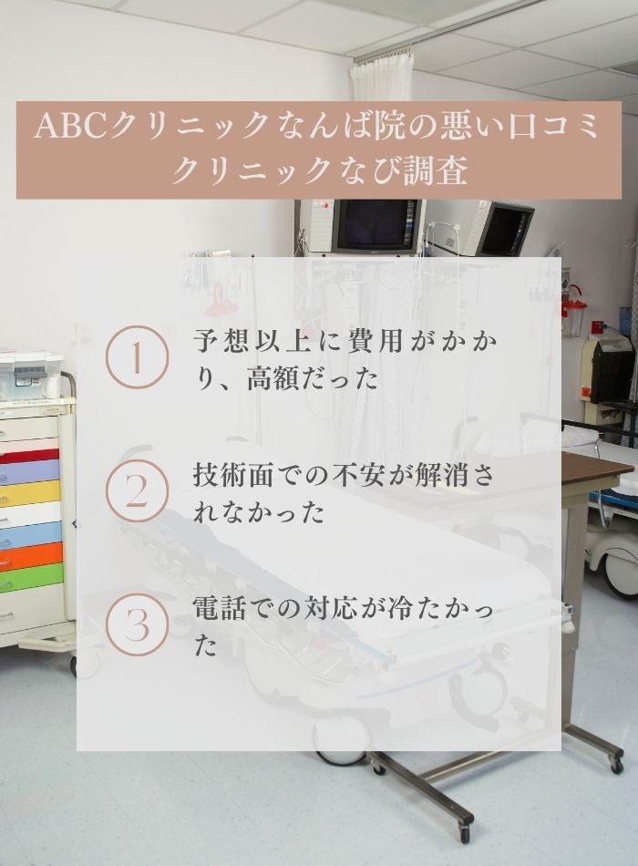 ABCクリニックなんば院の悪い口コミ