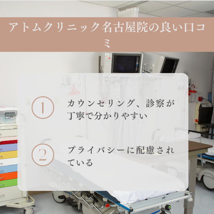 アトムクリニックAND美容外科 名古屋院のいい口コミ