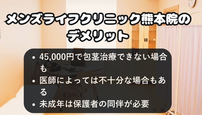 メンズライフクリニック熊本院のデメリット