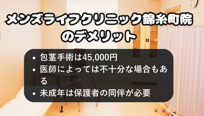 メンズライフクリニック錦糸町院のデメリット