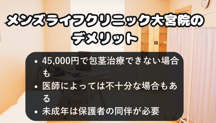 メンズライフクリニック大宮院のデメリット