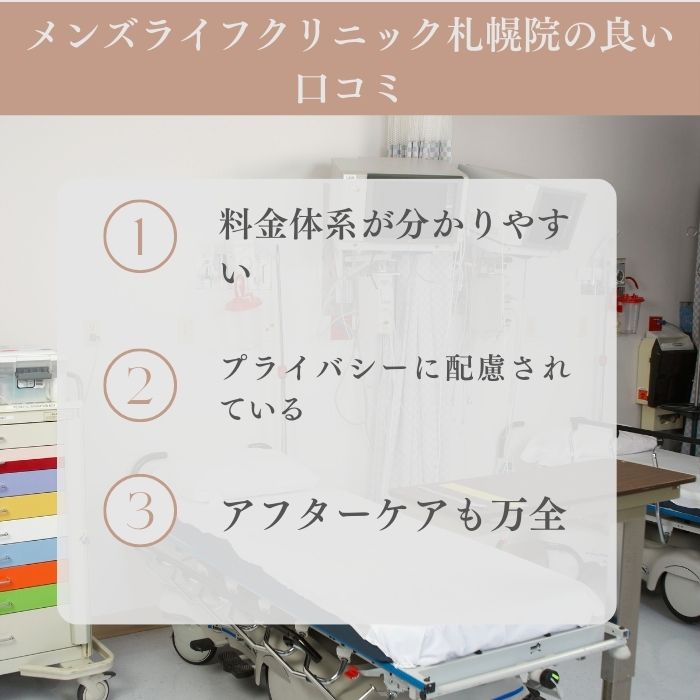 メンズライフクリニック札幌院のいい口コミ