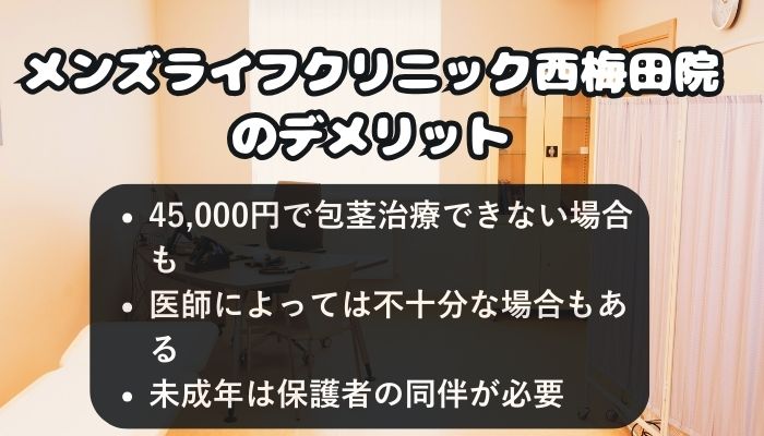 メンズライフクリニック西梅田院のデメリット