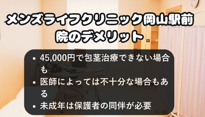 メンズライフクリニック岡山駅前院のデメリット