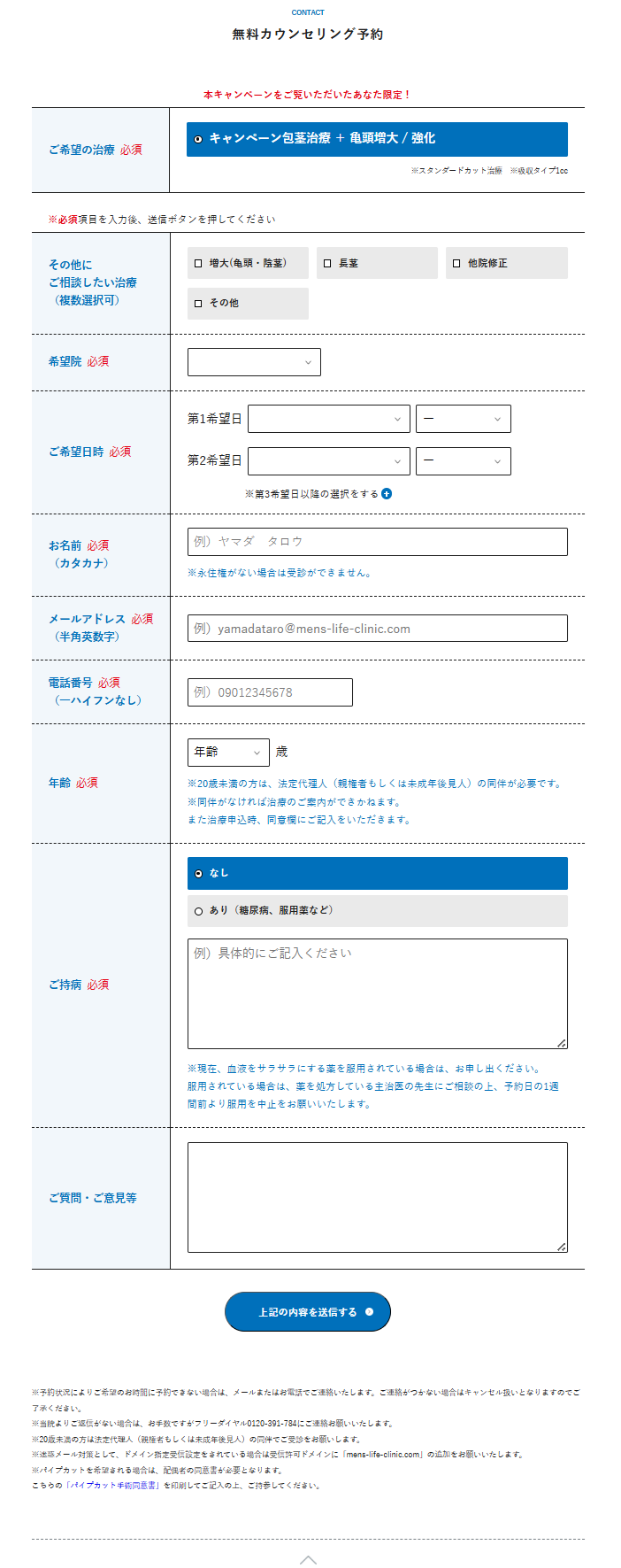 メンズライフクリニックの利用手順