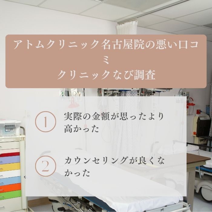 アトムクリニックAND美容外科 名古屋院の悪い口コミ